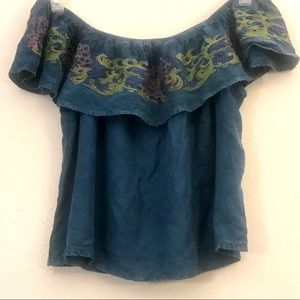 Off the shoulder top with embroidery